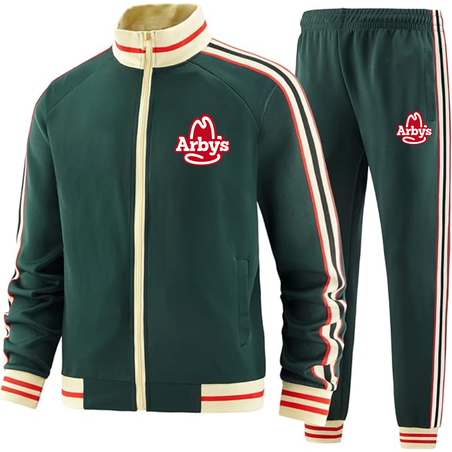 Men's Arbys Tracksuit with Bold Striped Accents and Zippered Front